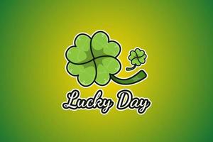 Four leaf clover logo cartoon illustration vector