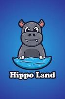 Hippopotamus logo cartoon illustration vector
