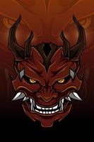 Red demon with wood horn vector illustration