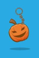 Halloween pumpkin key chain cartoon illustration vector