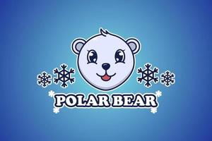 Polar bear logo cartoon illustration vector
