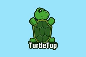 Turtle logo cartoon illustration vector