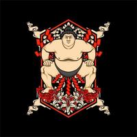 japanese sumo illustration vector