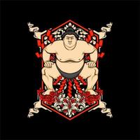 japanese sumo illustration vector