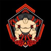 japanese sumo illustration vector