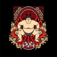 japanese sumo illustration vector