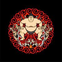 japanese sumo illustration vector