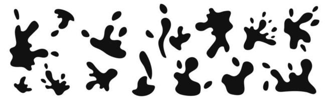 15 pcs of different black blots on a white background - Vector