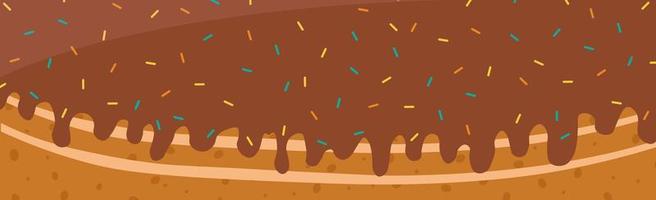 Panoramic realistic chocolate cake background, web template - Vector