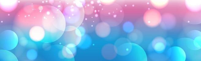 Abstract blue bokeh background with defocused circles and glitter. Decoration element for Christmas and New Year holidays, greeting cards, web banners, posters - Vector