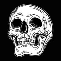 Skull Head black and white Hand Drawn tattoo concept Dark Art illustration vector