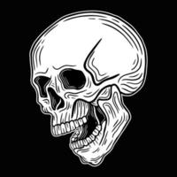 Skull Head black and white Hand Drawn tattoo concept Dark Art illustration vector