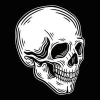 cráneo cabeza blanco y negro dibujado a mano concepto de tatuaje ilustración de arte oscuro vector