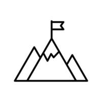 Challenge icon. Mountain with flag business logo vector