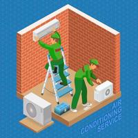 System of Air Conditioning. Isometric Interior Repairs Concept. vector