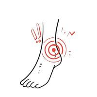 hand drawn doodle ankle pain illustration vector isolated