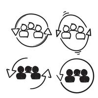 hand drawn Personnel change sign. People in round cycle symbol. Human resource concept illustration. isolated vector