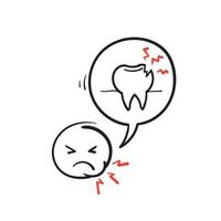 hand drawn doodle tooth ache icon illustration vector isolated background