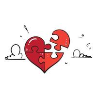 hand drawn doodle love puzzle jigsaw illustration vector