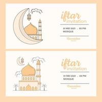 Ramadan kareem breaking the fast invitation line art vector