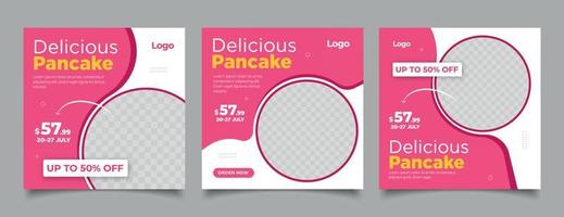 Sweet cake and dessert banner for social media post template. vector