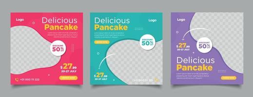 Sweet cake and dessert banner for social media post template. vector