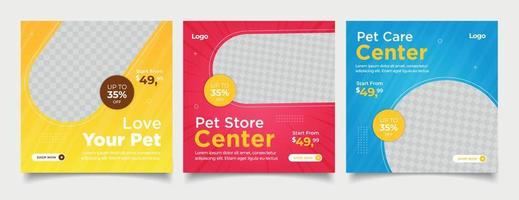 banner de tienda de mascotas para plantilla de publicación de instagram de redes sociales vector