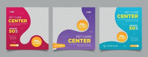 Pet shop banner for social media instagram post template vector