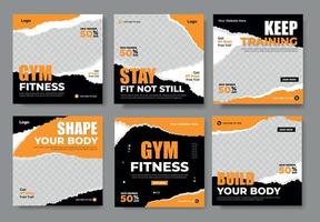 Gym Fitness social media post template vector