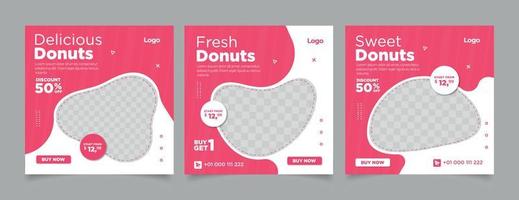 Sweet cake and dessert banner for social media post template. vector