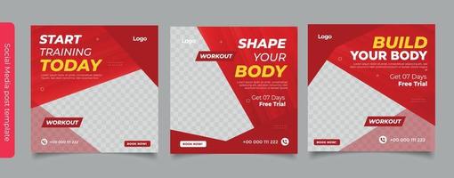 Gym Fitness social media post template vector