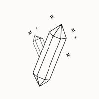 Line art of mystical esoteric crystals with stars vector