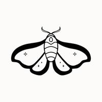 Line art of mystical esoteric symmetrical moth with stars vector