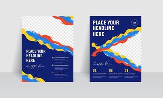 folleto de salpicaduras de colores, banner, conjunto de diseño de folletos. adecuado para sus productos de exterior y agencia de viajes. vector