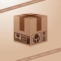 Cardboard box with fragile symbol vector background, template design for packaging and dilivery illustration