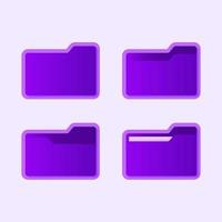 Folder icon vector illustration set with trendy purple color gradient