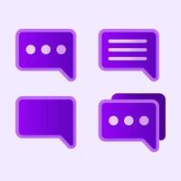 Message icon vector set, text box or chat symbol with 3d style design