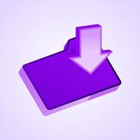 Folder download icon vector illustration with 3d style and purple gradient color