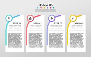 plantilla de diseño de infografía empresarial con opciones, pasos o procesos. se puede utilizar para diseño de flujo de trabajo, diagrama, informe anual, diseño web vector