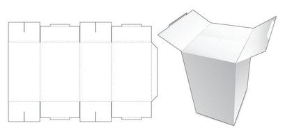 caja de embalaje con plantilla troquelada de apertura central de 2 vueltas vector