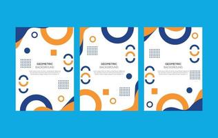 Yellow and blue geometric annual report design background vector