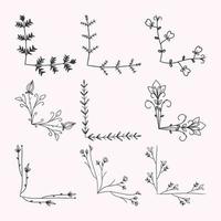 hand drawn flower border decoration element collection vector