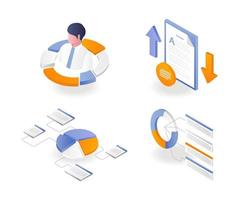 A set of analytical pie chart icons vector