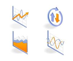 A set of analytical pie chart icons vector