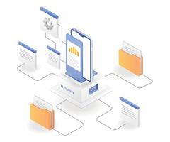 procesar datos de aplicaciones de teléfonos inteligentes vector