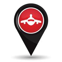 Pointer with airplane icon vector