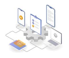 The process of connecting to a computer network of data documents vector