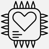 chipset icon and heart vector