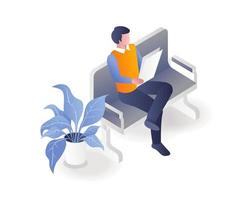 Man reading on a chair vector
