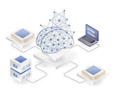 inteligencia artificial con chips cerebrales vector